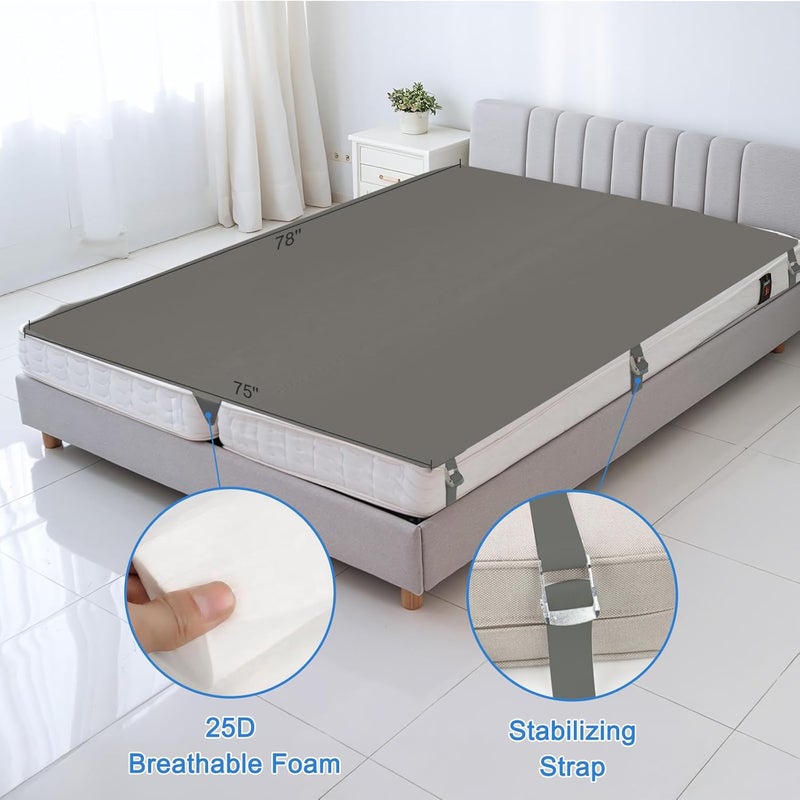 odesoy Upgrade 3-in-1 Bed Bridge Twin to King Bed Converter with Fitted Sheet- Mattress Gap Filler King Bed-with Sheet Strap Set 78"x 75"-Patent - Image 3